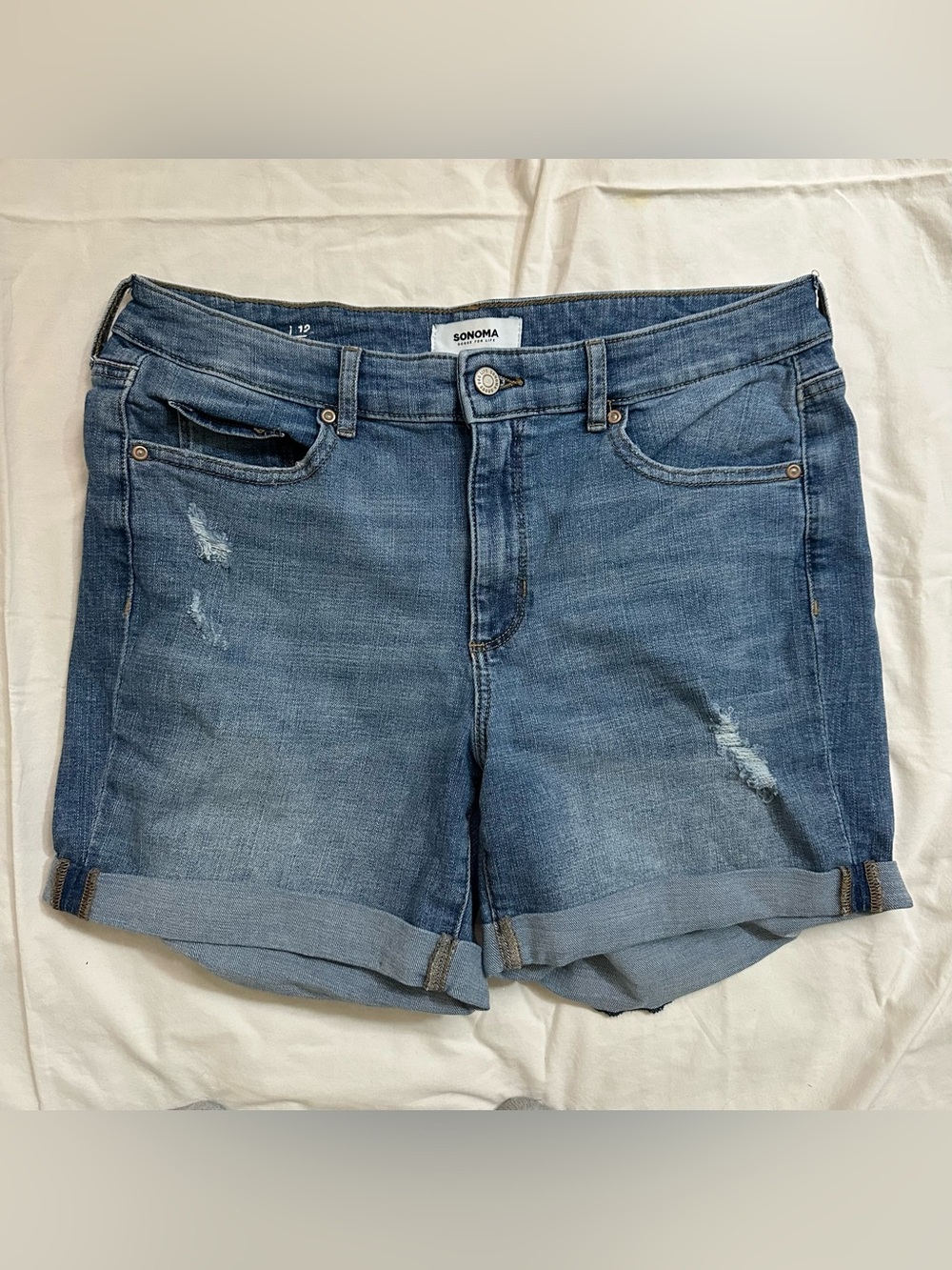 Sonoma Washed Blue Denim Roll-Cuff Women's Shorts Sz. 12